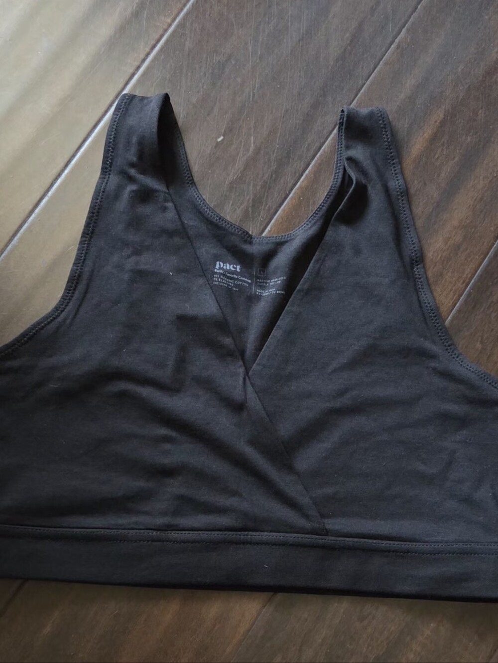 NWOT- Pact Organic-  Black Crossover Bralette